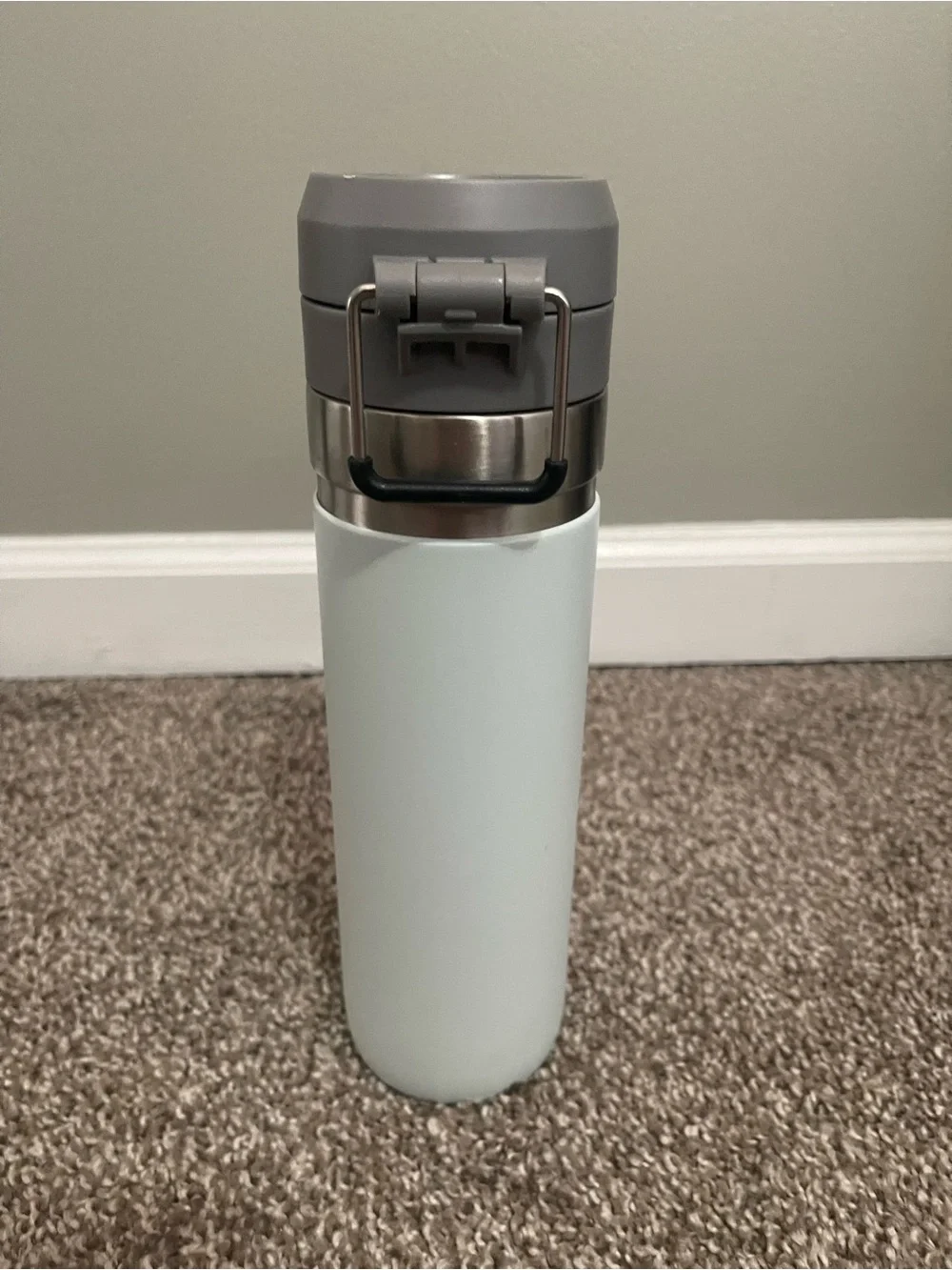 Stanley Light Blue Bottle with Gray Lid - Insulated Travel Bottle